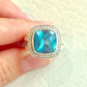 David Yurman Blue Topaz and Diamonds Albion Ring
